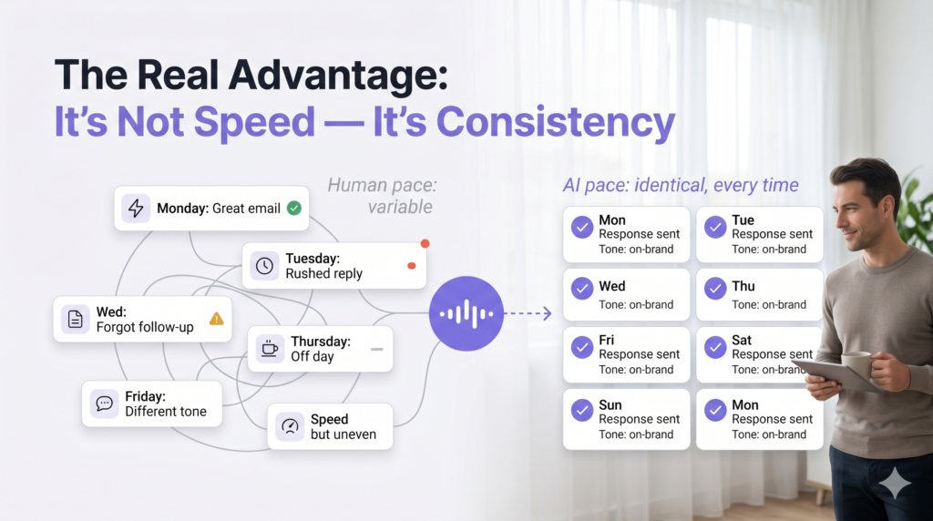real advantage of ai agents isn't speed - it's consistency